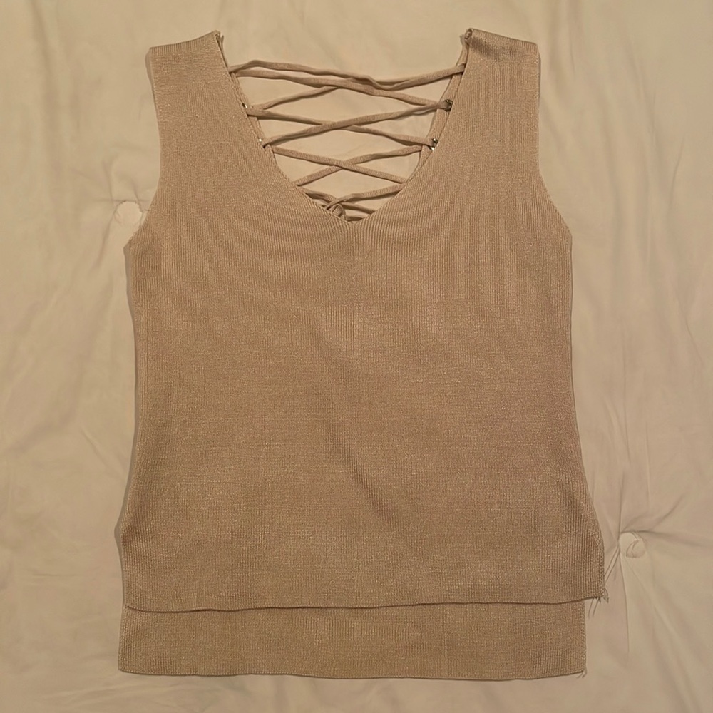 Tank top with lace up detail